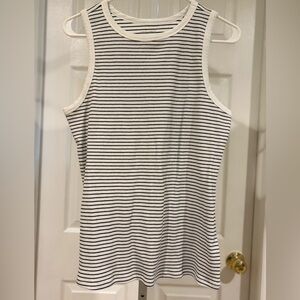 NWOT Nine West Women’s Black & White Striped Ribbed Tank Top XL